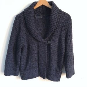 Zara black and navy chunky knit shawl cardigan